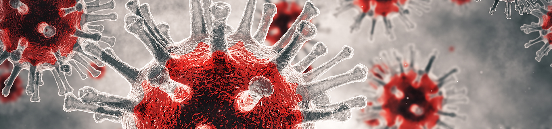 Detailed 3D virus particles illustration.